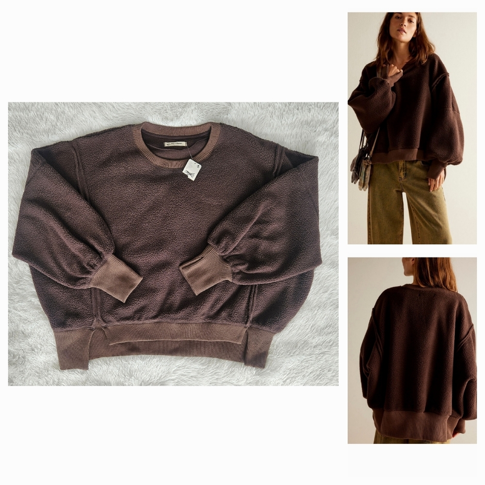 Free People We The Free Cozy Camden Sweatshirt Walnut